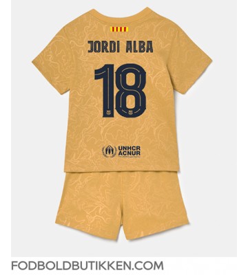 Barcelona Jordi Alba #18 Udebanetrøje Børn 2022-23 Kortærmet (+ Korte bukser)